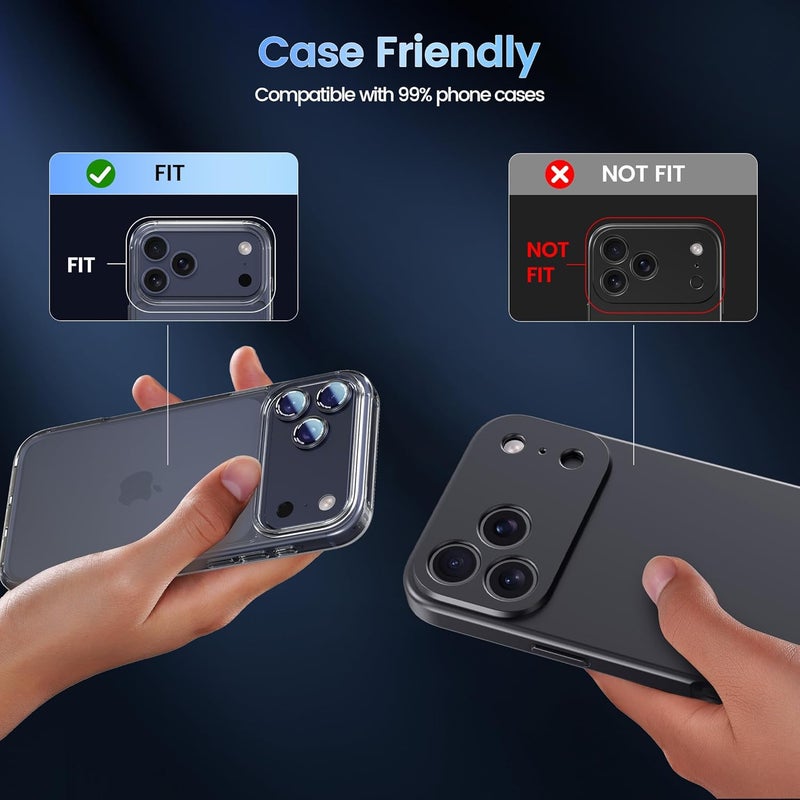 CACOE Camera Lens Protector for iPhone 17ProMax/17Pro/16ProMax/16Pro/15ProMax/15Pro/14ProMax/14Pro, [Anti-Scratch] [Drop-Proof][Strong-Adhesion] Camera Screen Cover(Dark Blue) - Image 4